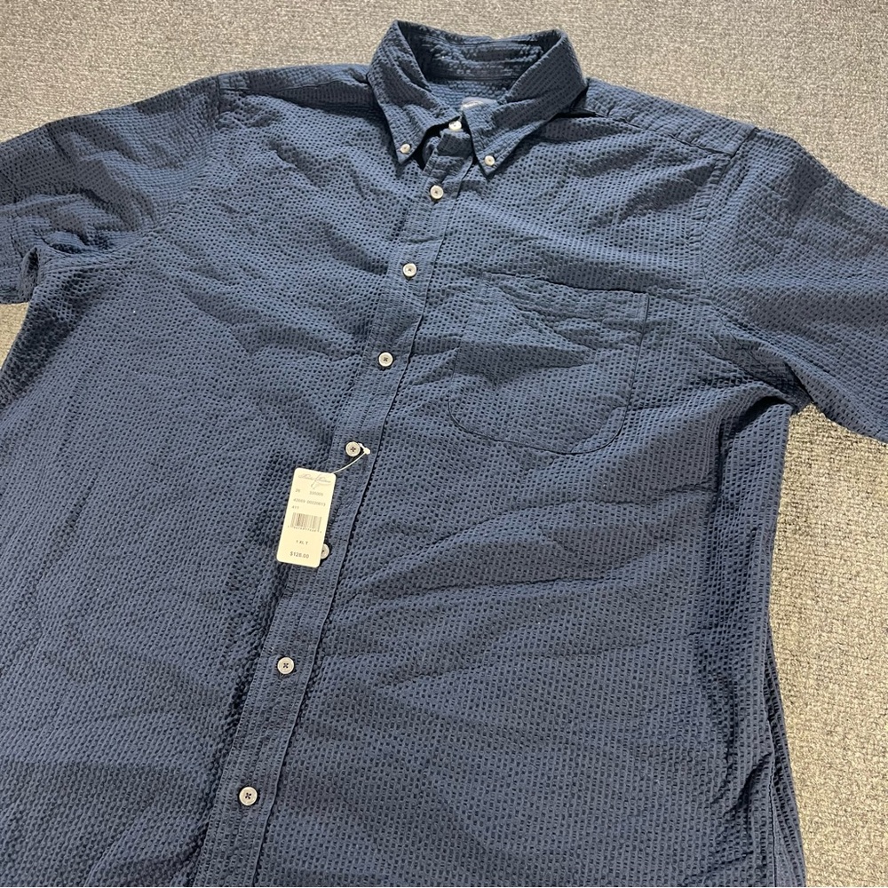 Brooks Brothers Seersucker Men's The Original Polo Shirt Blue Sz 1XLT NWT